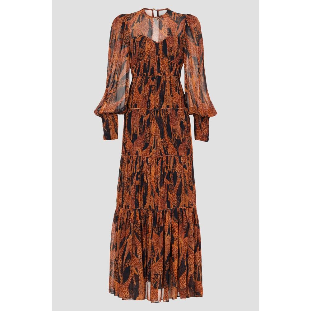 FARM Rio Giraffes Puff Sleeve Maxi Dress - Sz S - Picture 5 of 10